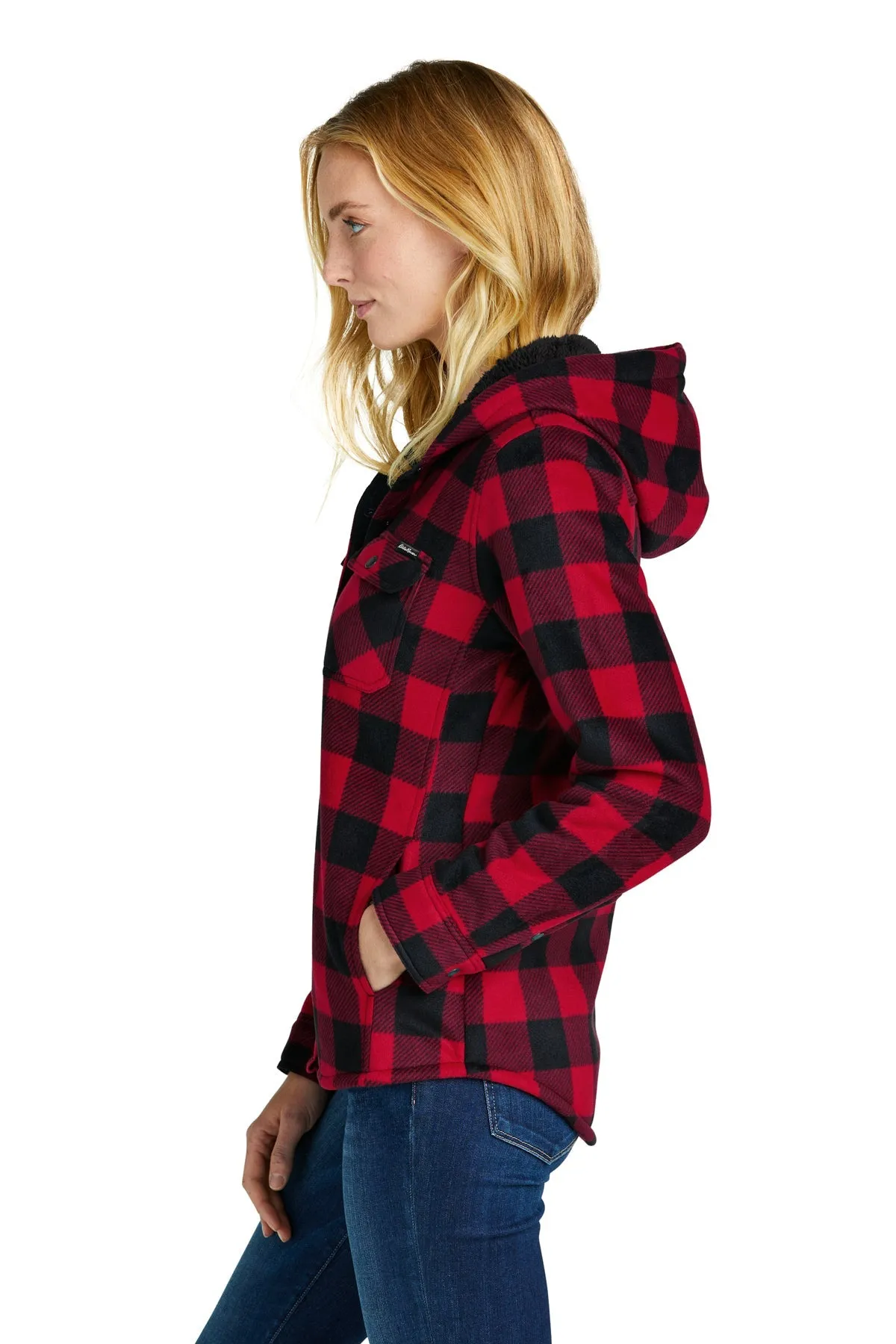 Eddie Bauer Ladies Woodland Branded Shirt Jackets, Radish Black