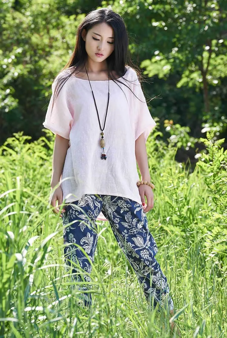 Square Neck Linen T-Shirt  | Zen