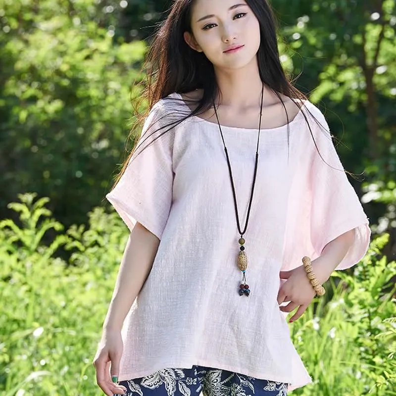 Square Neck Linen T-Shirt  | Zen