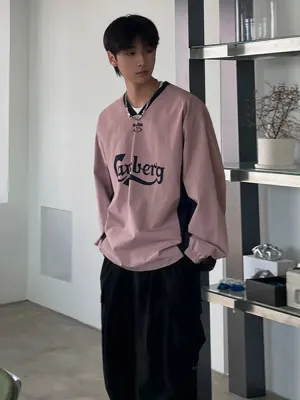 Wiaofellas  -  Men's Clothing Spring V-neck Print Sweatshirt Ins Trendy Fashion Korean Streetwear Loose Sweatshirts Tops